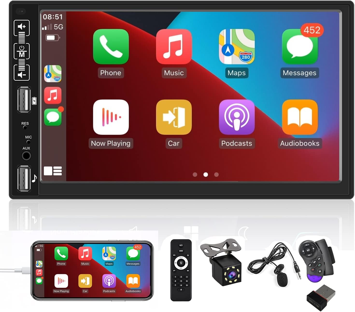 Double Din Car Stereo with CarPlay Android Auto