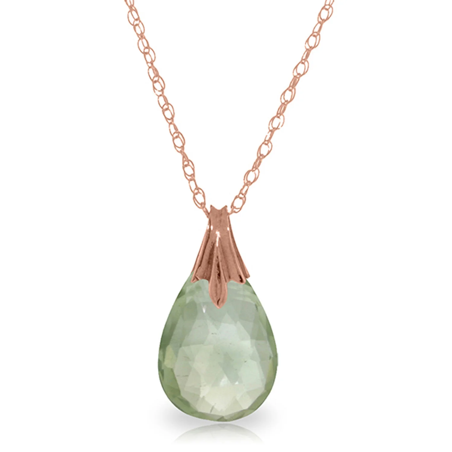 Galaxy Gold 14k 22" Rose Gold Necklace with Briolette Green Amethyst