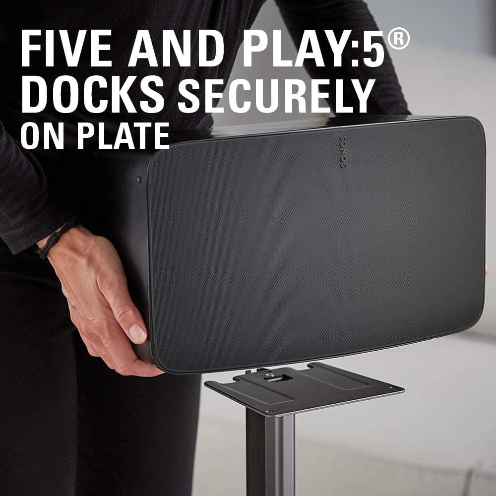 Sanus Wireless Speaker Stand for Sonos Five & Play:5 – Audio Enhancing Design for Vertical & Horizontal Orientations with Built-in Cable Management