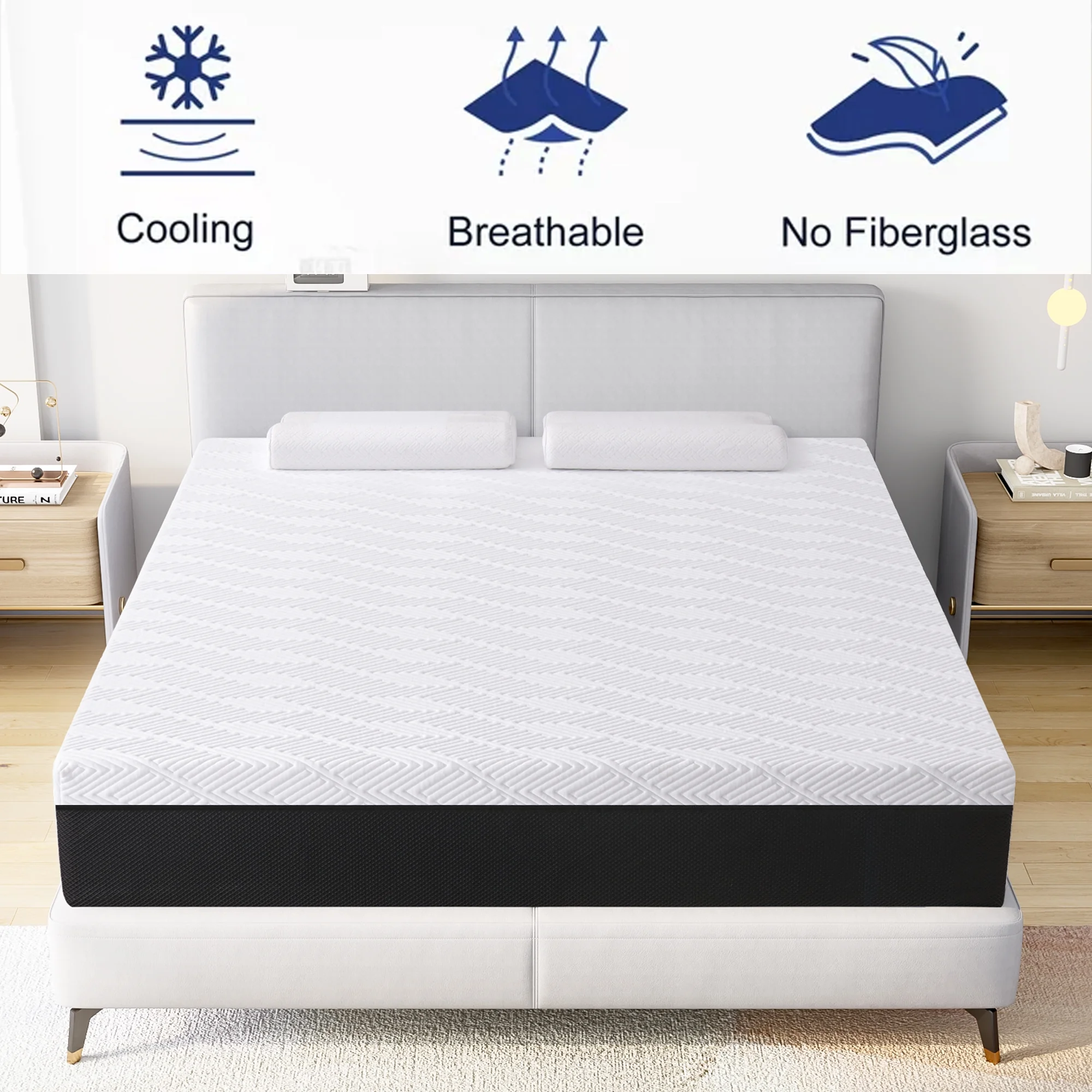 Twin Mattress,Madinog 8" Cooling Gel Memory Foam Mattress-in-a-Box with Breathable Cover
