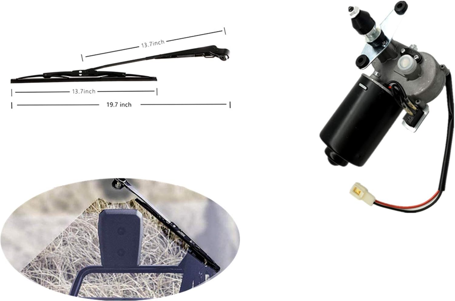 YiCross 12V Universal Electric Windshield Wiper Motor Kit Fits for UTV ATV Hard Coated Or Glass Windshields, Upgraded Wiper Motor Kit - 110° Sweep