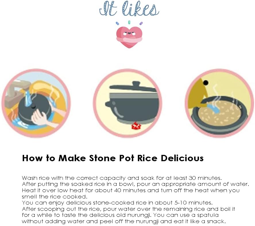 Non-stic Traditional Stone Rice Cooker Cauldron Multi Cooker 15cm Nurungji,Crust of Overcooked Scorched Rice Korea