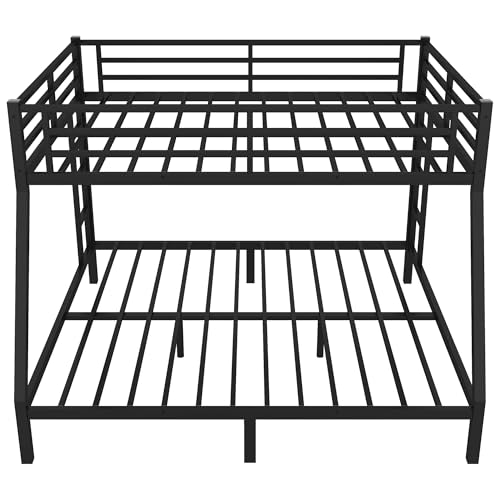 Heavy Duty Bunk Bed Frame with Ladder, Twin XL Over Twin XL Bunk Beds with Safety Guardrails, Adults Bunk Beds with Noise-Reducing Rubber Stoppers
