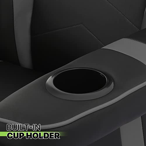 Magshion 360° Swivel Gaming Recliner Chair, Ergonomic PU Leather Reclining Chair with Adjustable Backrest, Footrest, Cup Holder & Neck Support