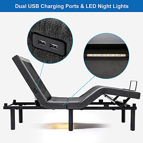 S*MAX Adjustable Bed Frame Twin XL Dual Motors Dual USB Ports Wireless Remote Control Night Light Zero Clearance Zero gravity Anti-Snoring Adjustable