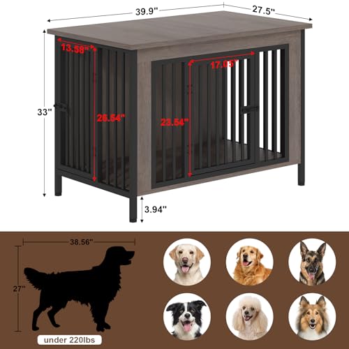 EasyCom 39.96" XL Wooden Large Dog Crate Furniture for Medium and Large Breed