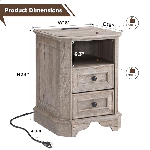 T4TREAM Farmhouse 5 Drawers Dresser for Bedroom, 48" Tall Wood Rustic Chest of Drawers with Natural Texture, Vintage Design