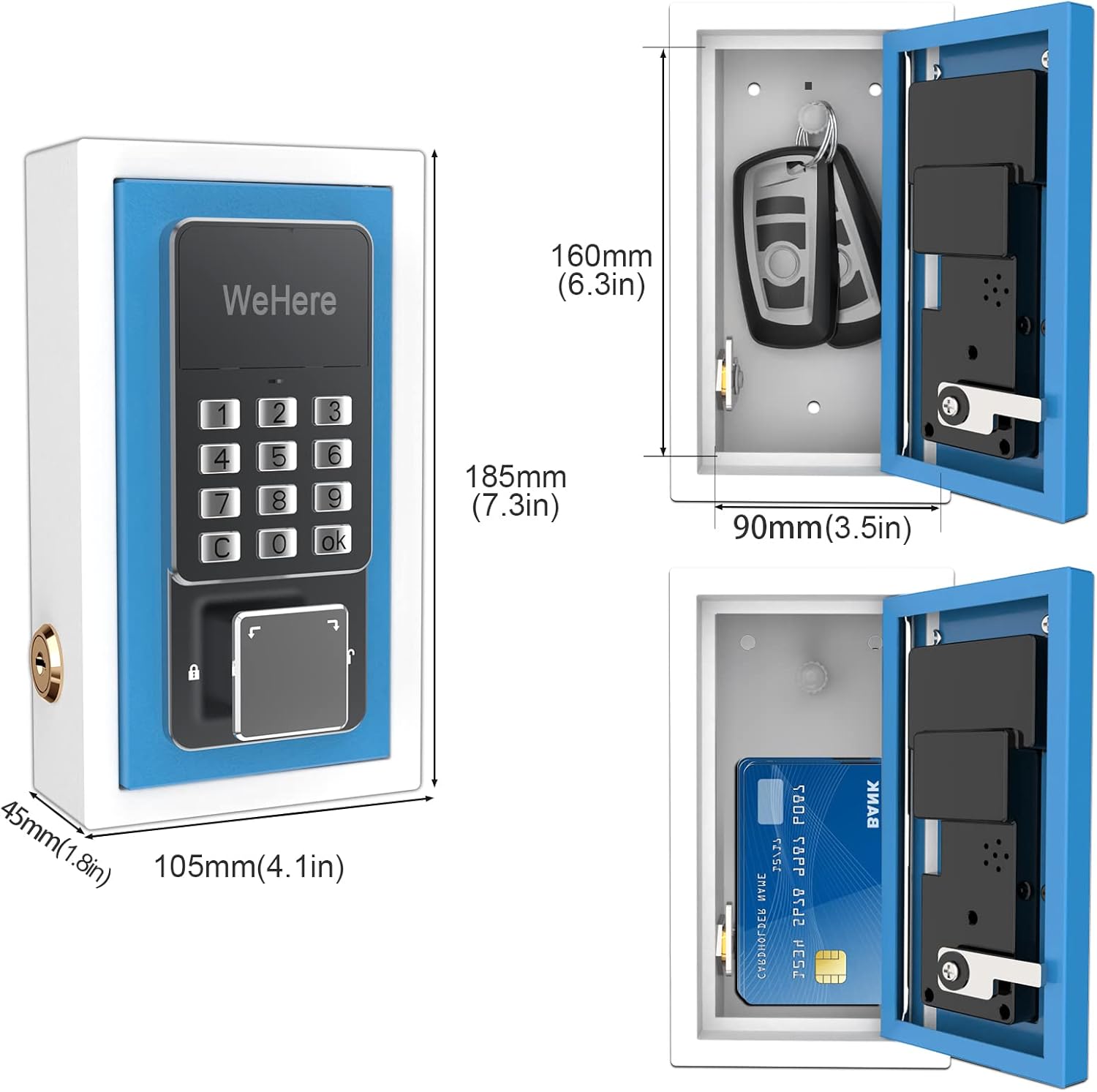 WeHere Key Lock Box use OTP/Fixed Password/Bluetooth Unlock,Metal Digital Combination Code Lock Box