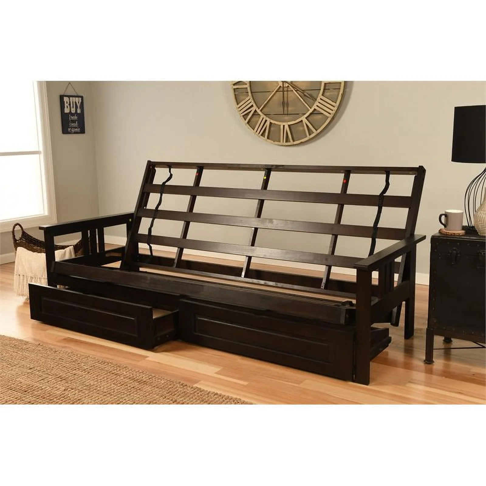 Kodiak Furniture Monterey Queen Contemporary Solid Wood Futon Frame in Espresso
