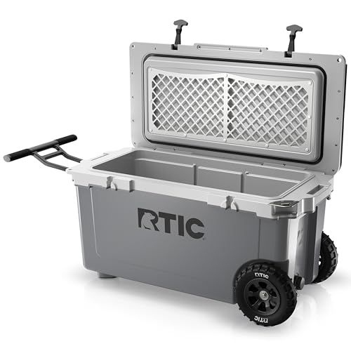 RTIC 72 Quart Ultra-Light Wheeled Cooler Hard Insulated Portable Ice Chest Box for Beach, Drink, Beverage, Camping, Picnic, Fishing, Boat, Barbecue