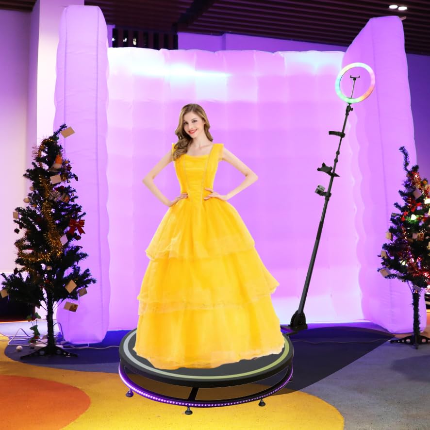 White Inflatable Photo Booth Wall with Led Lights(16 Colors Changing), Inflatable Tent(8.3x4x8.3 ft) Inner Air Blower for Parties Anniversary Events