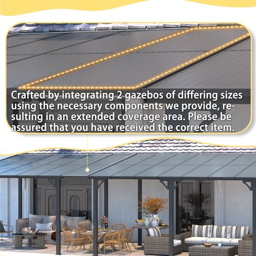 AECOJOY 10&rsquo; x 10&rsquo; Gazebo, Wall Mounted Gazebos Pergola on Clearance, Outdoor Patio Lean to Gazebo Awnings for Deck, Porch
