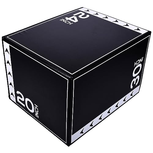 BalanceFrom 3 in 1 20 x 24 x 30 Inch or 20 x 24 x 16 Inch Foam Plyometric Box Jumping Exercise Jumping Trainer, 16-Pound or 60-Pound