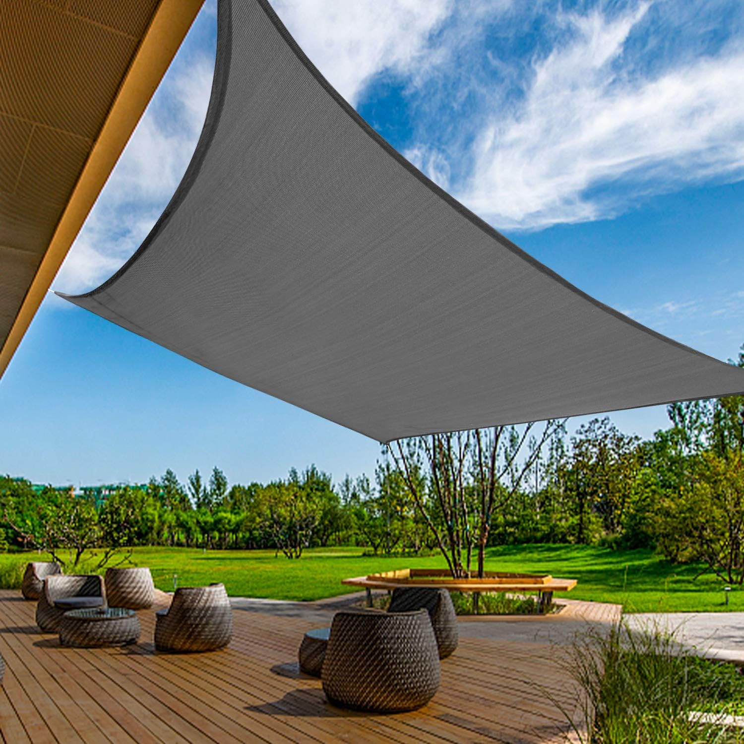 KANAGAWA 16'x16'x16' Shade Sail Dark Grey Triangle Canopy Durable Fabric UV Block Awning for Patio Outdoor Garden Backyard