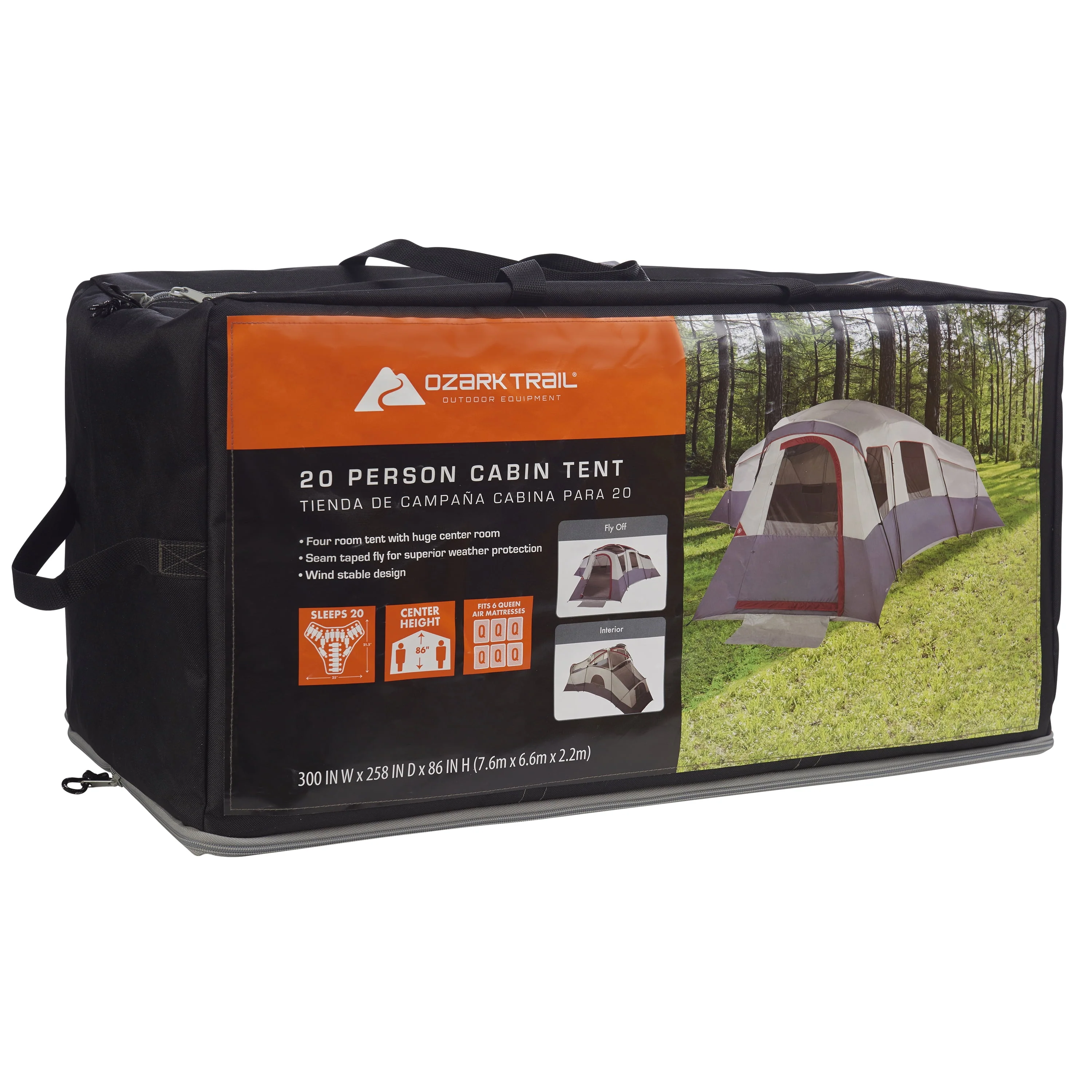 Ozark Trail 20-Person 4-Room Cabin Tent, with 3 Separate Entrances