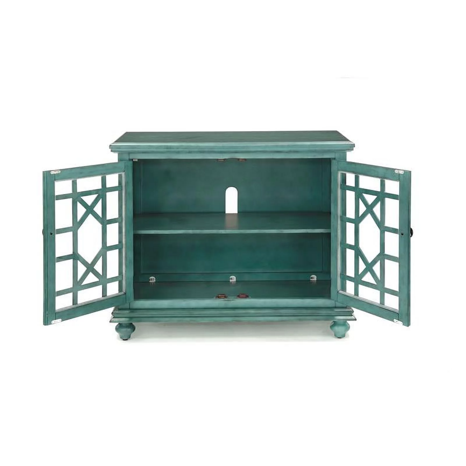 Bowery Hill Traditional Wood TV Stand for TVs up to 38" in Antique Teal Green