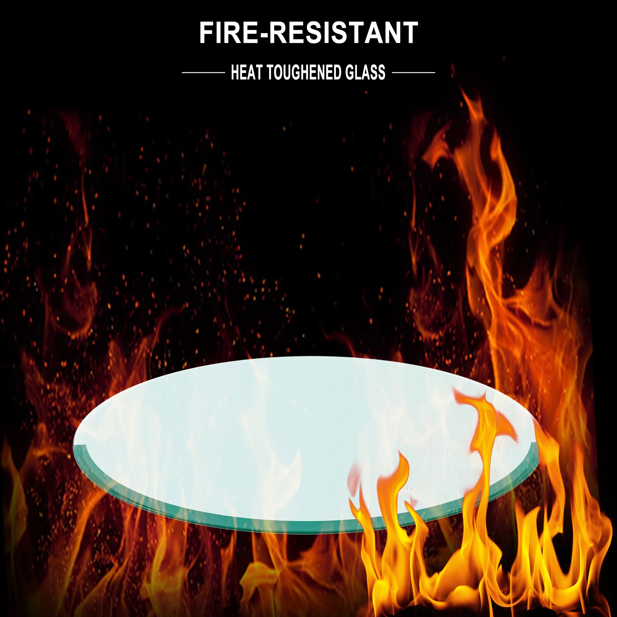 40'' Modern Round Tempered Glass Table Top, Clear Glass 2/5" inch Thick Beveled Polished Edge