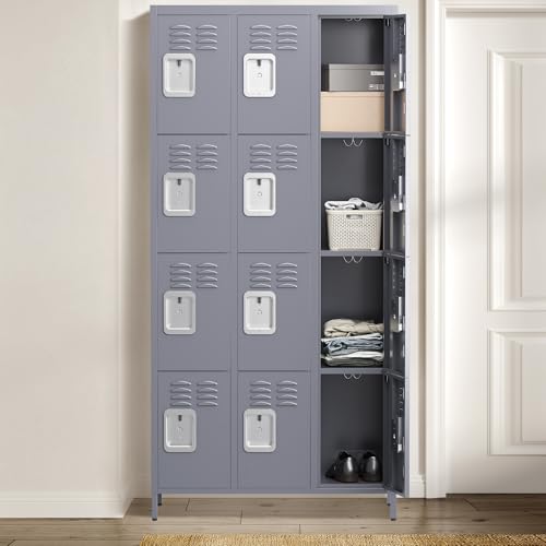 6 Doors Metal Lockers for Employees 72" H Storage Cabinet Lockable Locker with Shelves Steel Storage Locker for Gym School Office Home Requires