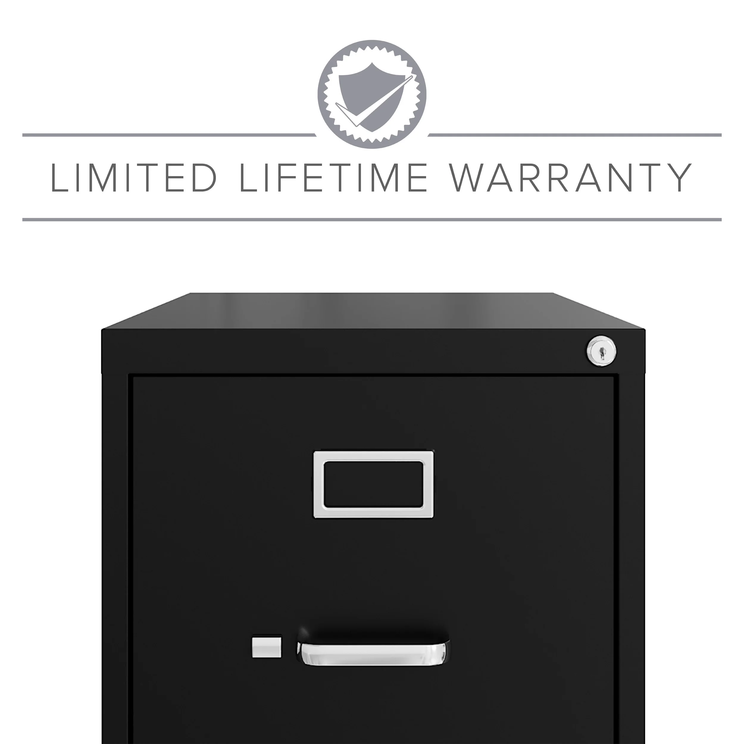 Hirsh 25" Deep 4 Drawer Letter Width Metal Vertical File Cabinet, Commercial Grade, Black