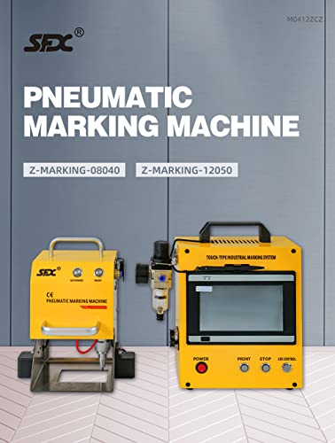 US Stock 100W Pneumatic Dot Peen Metal Engraving Machine Pneumatic Dot Peen Marking Machine Engraving Size 120x50mm(4.7X2inch) Depth 0.02-1 mm