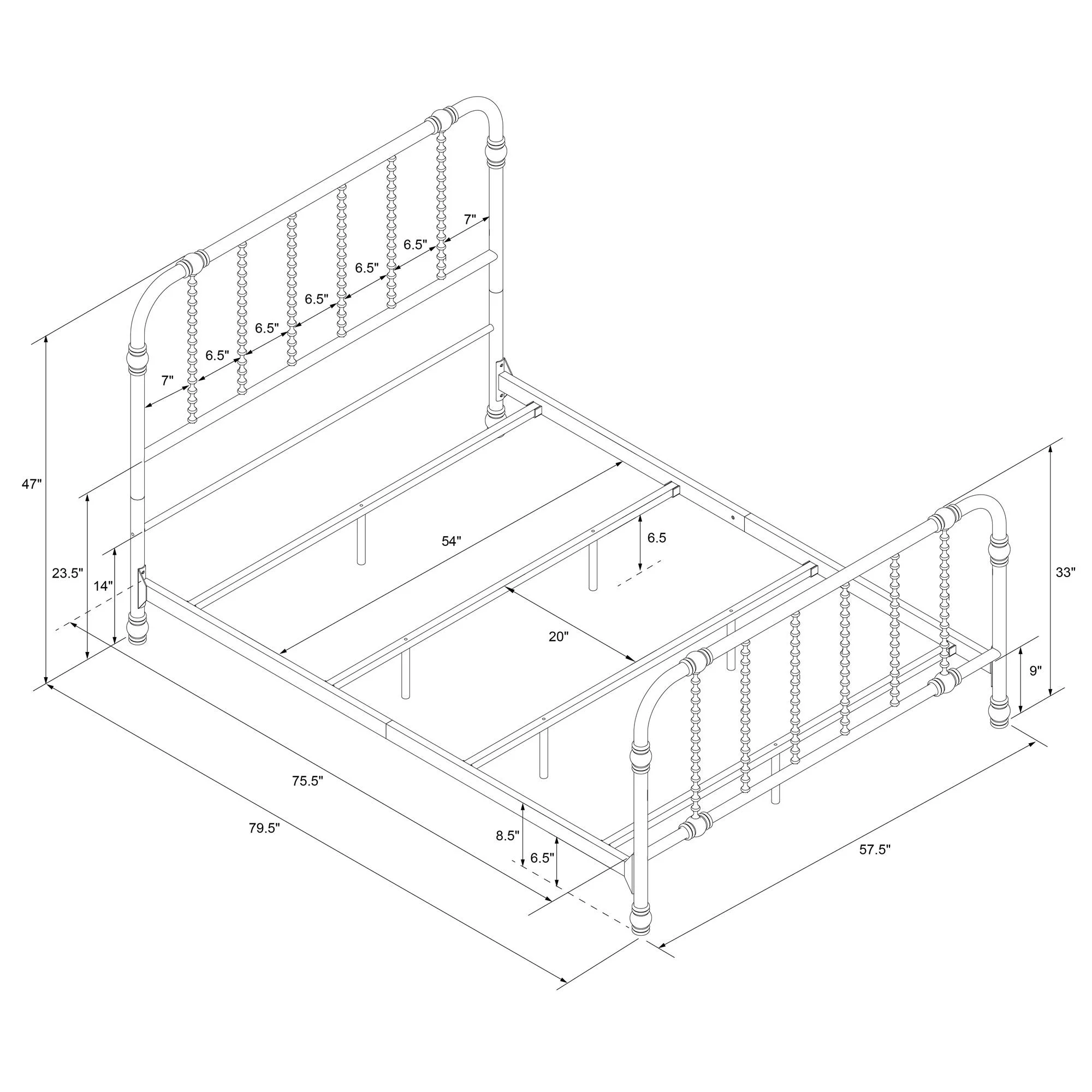 DHP Jenny Lind Metal Bed, Full, White