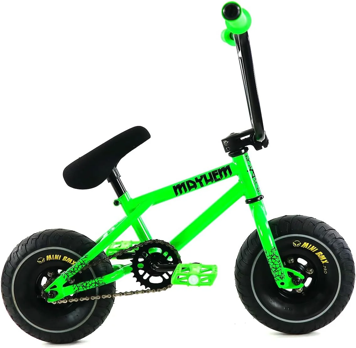 Mayhem Fat Tire Mini BMX RIOT Toxic Green 1 Piece Crank 10 Mini BMX Newest Model Trick Bike