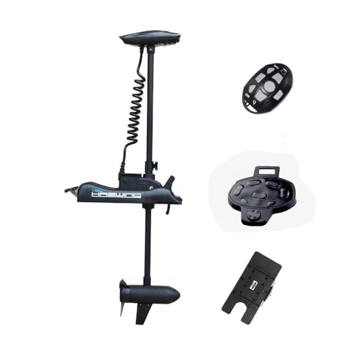 AQUOS HASWING Black 12V55LBS 48inch Bow Mount Trolling Motor with Remote Control, Wired Foot Control