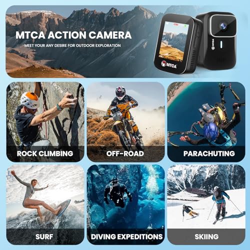 asika 4K Ultra HD Action Camera with Touch Screen-Waterproof Sports Camera,6-Axis Gyro Stabilization,145&deg; Wide-Angle,Loop Recording for Vlogging