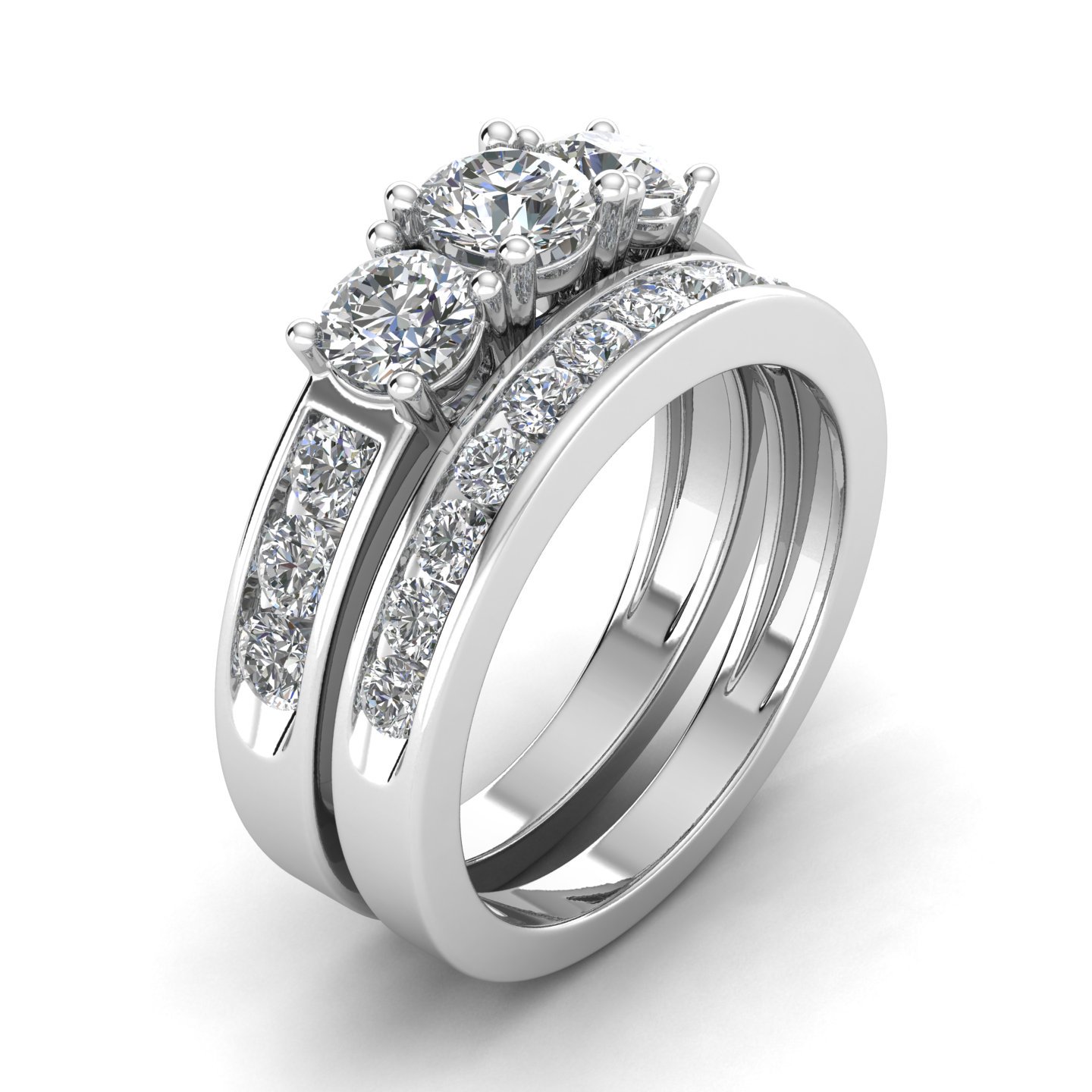 1.50Ct Round Cut Lab Grown Diamond VVS1/G-H 10k White Gold 3 Stone Ring Fine Jewelry for Women Gifts
