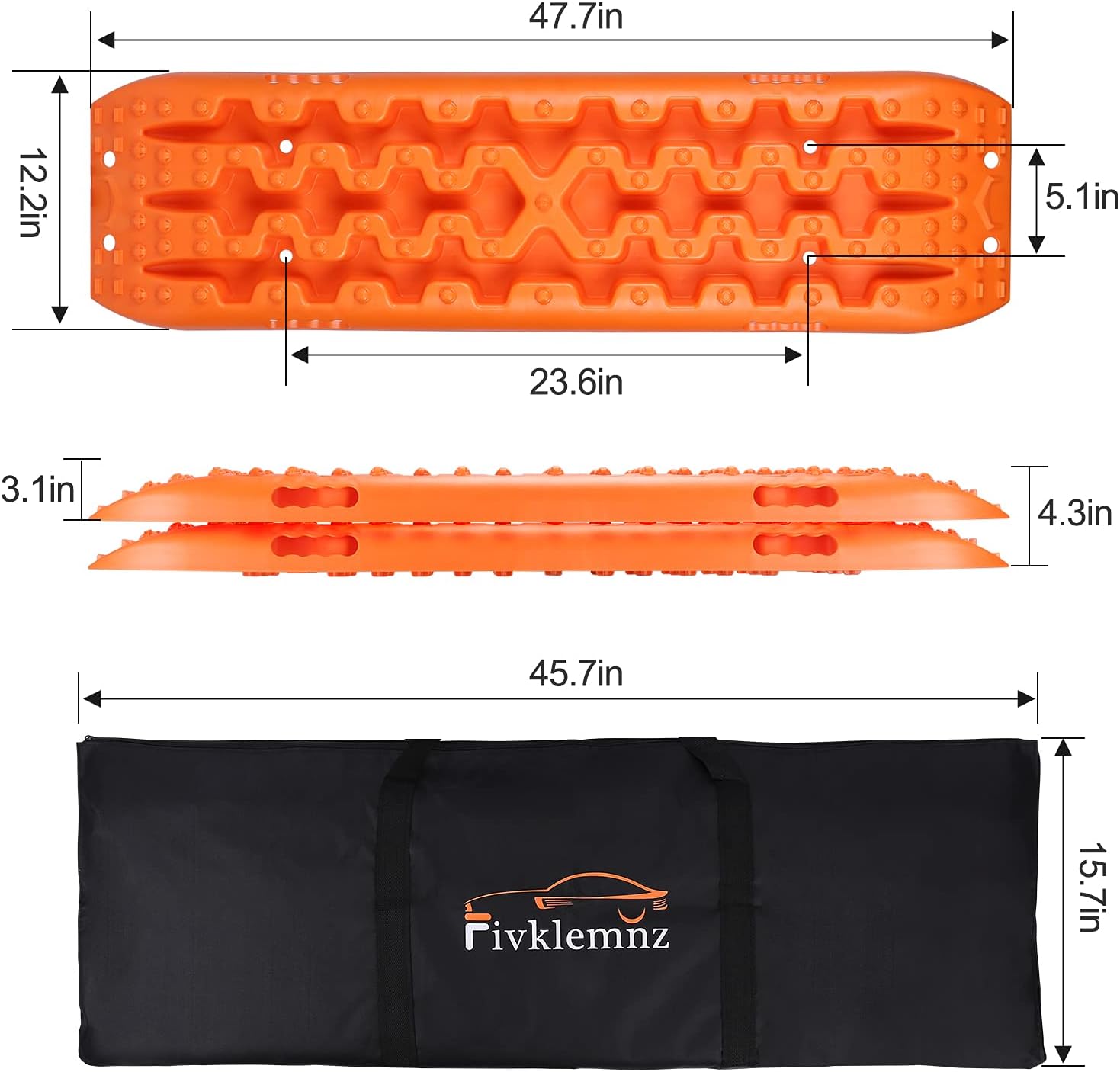 Recovery Boards Traction Tracks, One Pair Recovery Traction Mats, Tire Traction Boards Tool for Off-Road Truck, Cars, Sand, Snow, Mud
