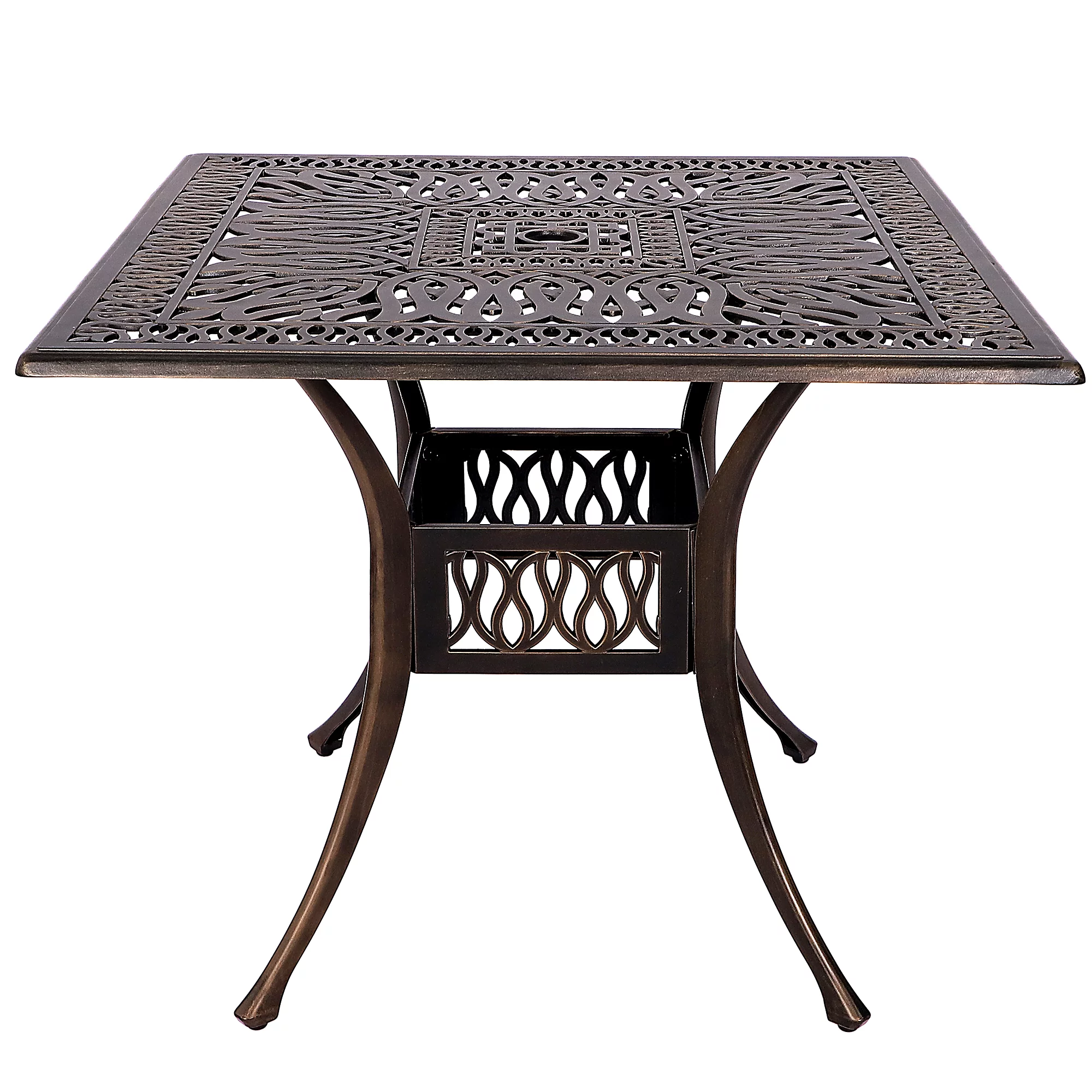 Magic Union 5-Piece Outdoor All-Weather Cast Aluminum Furniture Dining Set, Conversation Set with Umbrella Hole for Patio Garden Deck