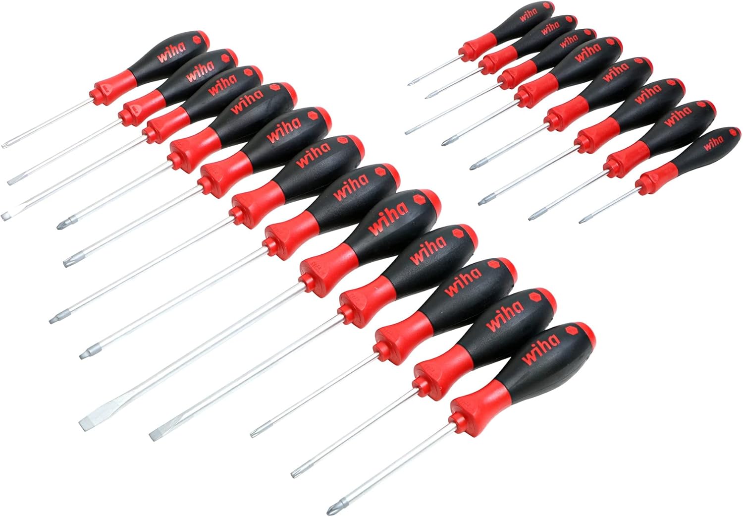 Wiha 30297 12-Piece Slotted and Phillips Screwdriver Set with Soft Finish Handles Pack of 2