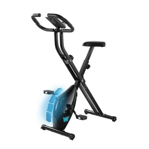 BARWING Stationary Exercise Bike for Home Workout, 5 IN 1 Foldable Indoor Cycling Bike for Seniors, 350LB Capacity, 16-Level Magnetic Resistance