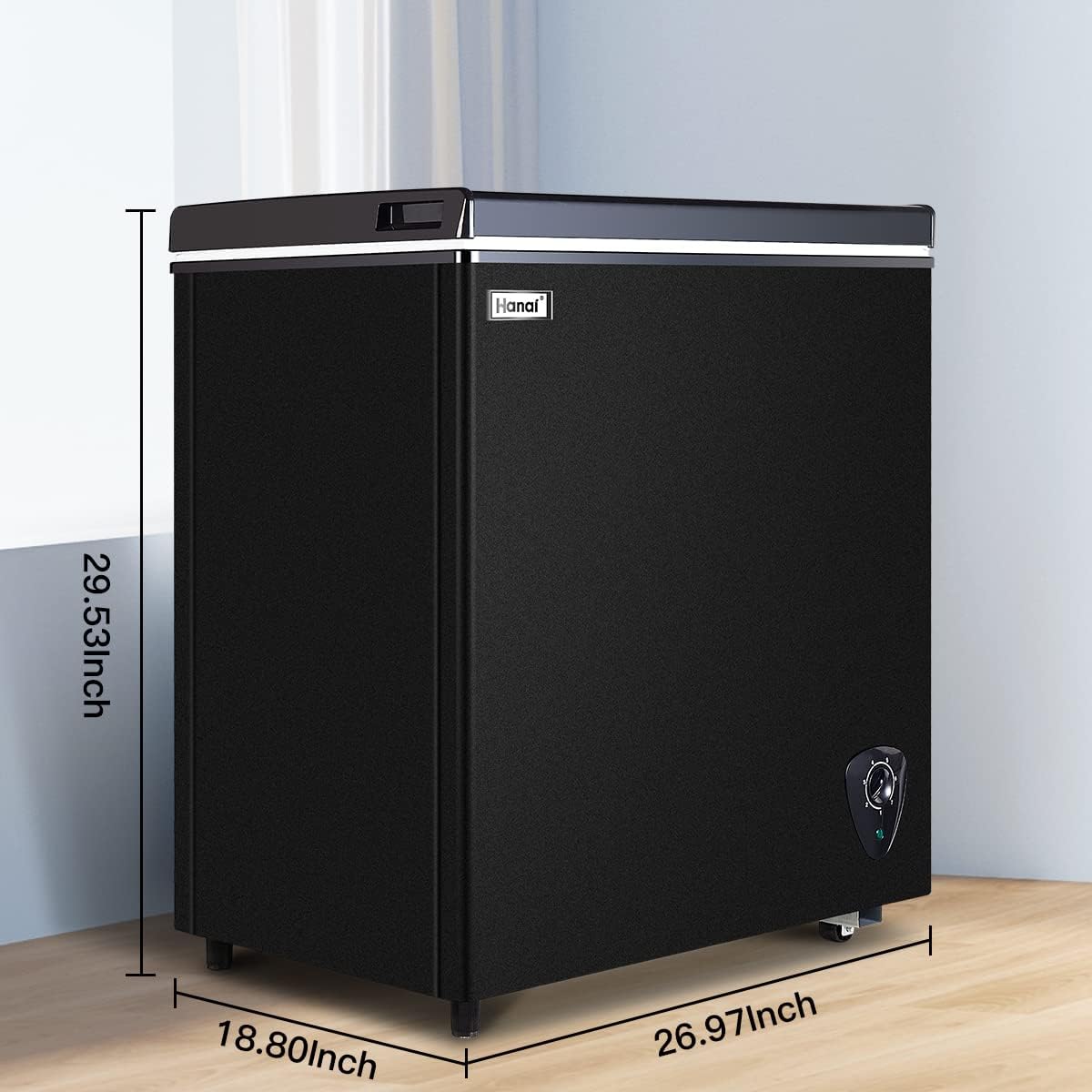 Deep Freezer Chest Freezer WANAI 5.0 Cubic Small Deep Freezer with Top Open Door and Removable Storage Basket, 7 Gears Temperature Control