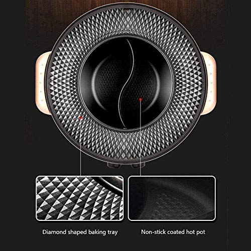One pot,Hot Pot Tabletop Grill And Fondue, Smokeless And Non-Stick Integrated Cooker Pot,Electric Hot Pot Electric Barbecue Electric Baking Pan,A2