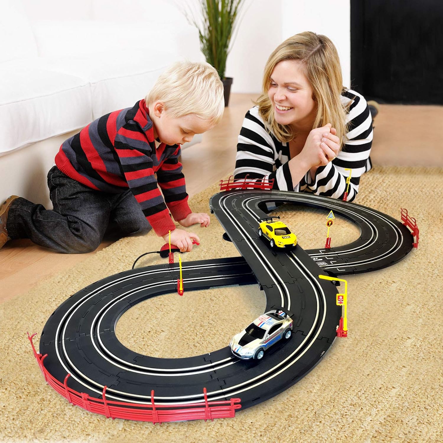 Electric Racing Track Set for Kids High Speed Slot Cars 1:43 Scale Dual Race Track with 2 Controllers for Boys 8-16 Years Old Children Gifts