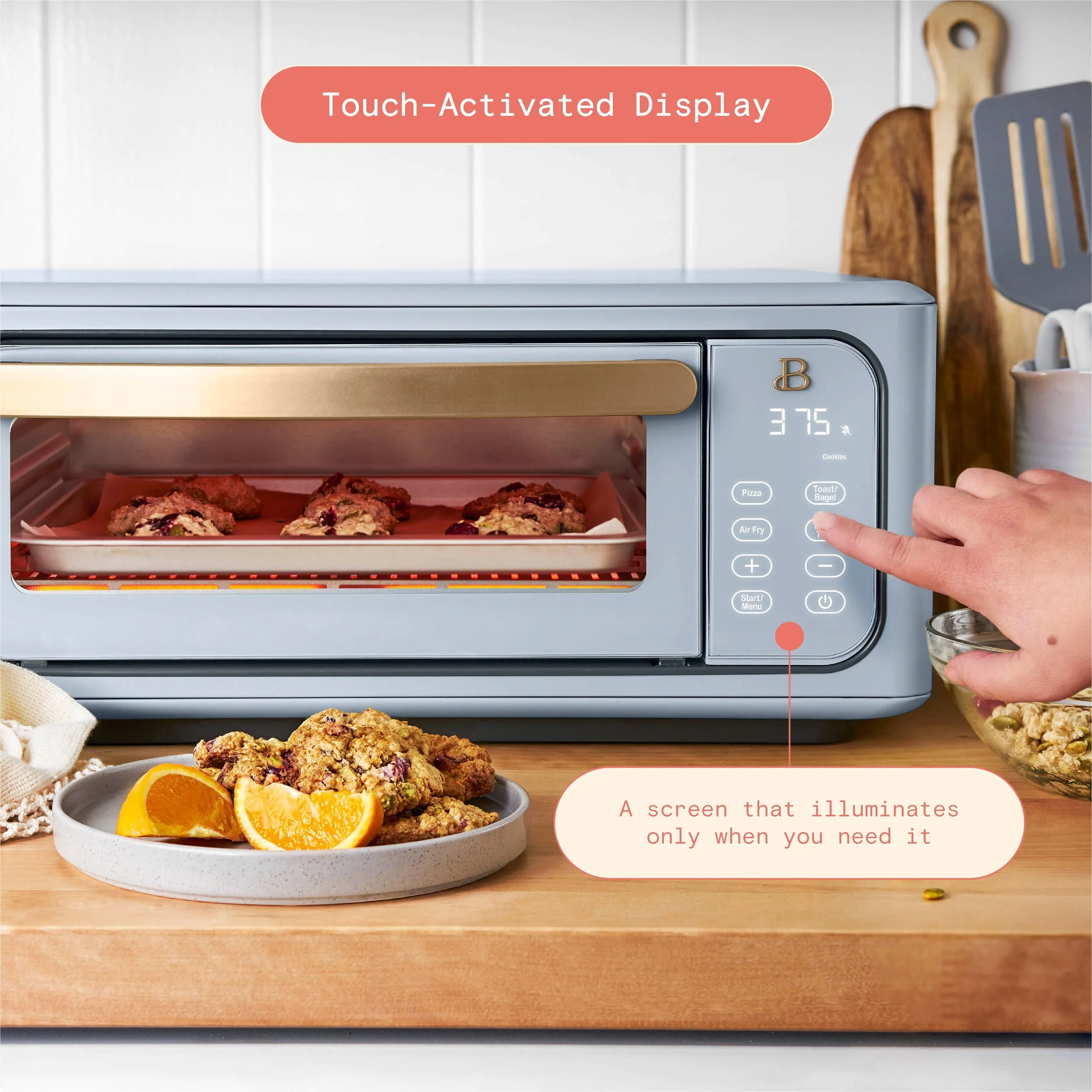 Beautiful Infrared Air Fry Toaster Oven, 9-Slice, 1800 W, Black Sesame by Drew Barrymore