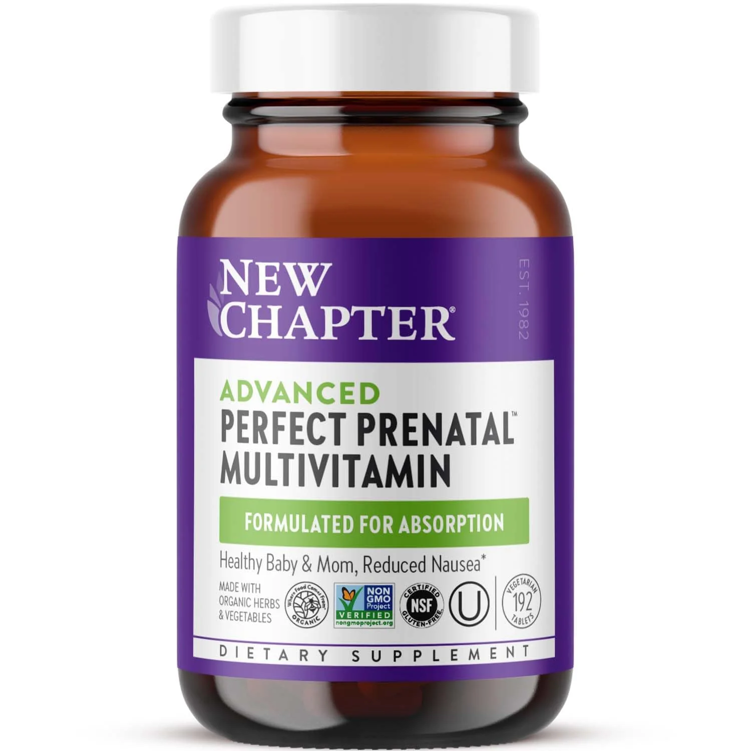 New Chapter Advanced Perfect Prenatal Vitamins, 192ct, Made with Organic, Non-GMO Ingredients for Healthy Baby & Mom - Folate (Methylfolate)