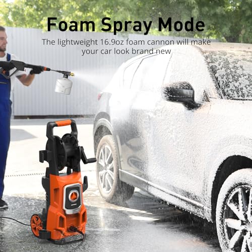 Electric Pressure Washer, Power 5000 Max PSI, 3.6 GPM Power Washer Machine with Hose Reel,4 Quick Connect Nozzles, Foam Cannon, for Cars, Patios