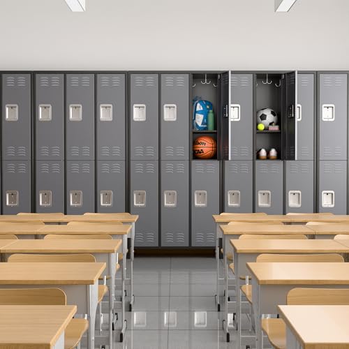 6 Door Metal Storage Locker 18 Hooks,Metal Locker for Employees with Lock for School Garage Office Gym Bedroom,Assembly Required