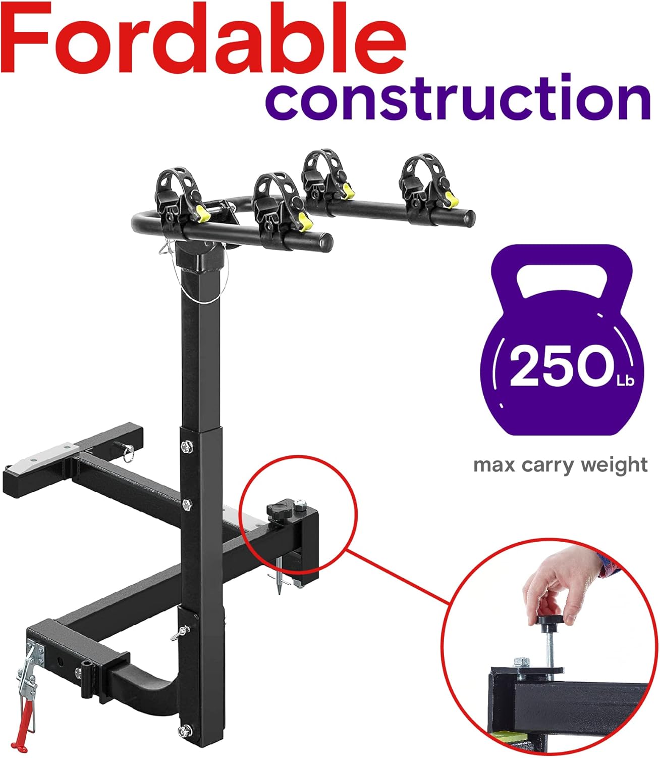 Swing-Away Bike Rack Adapter for 2�� Hitch Receivers Bike Carrier Pivoting Arm Easy Access to Tailgate