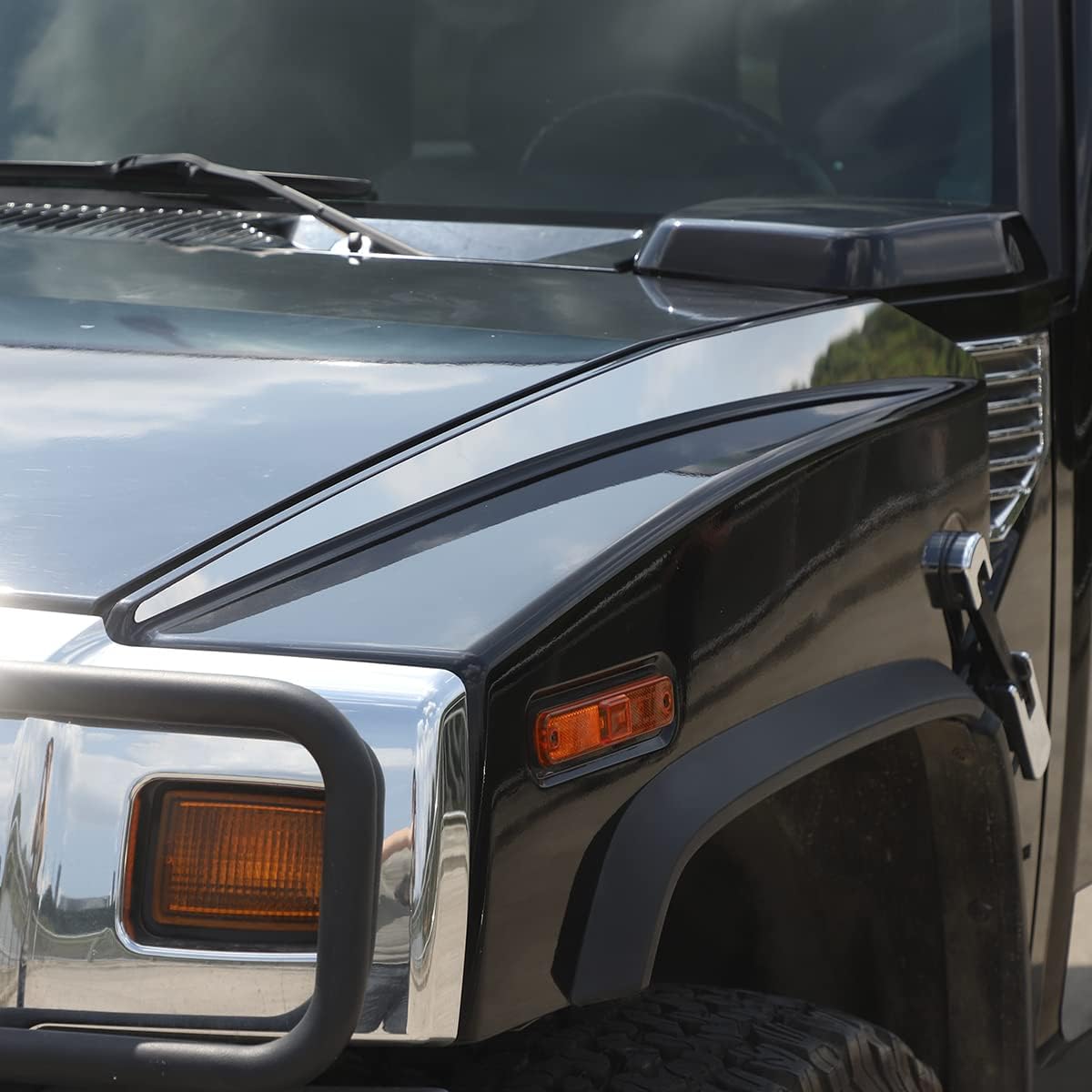 Compatible with 2003-2009 Hummer H2 Car Exterior Hood Decorative Cover Trim Sticker,Hood Accent Trim Cover Accessories,1 Pair