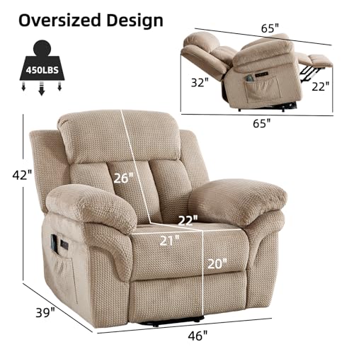 CANMOV 46" Wide Oversize Power Lift Recliner Chair, Extra Large Electric Lift Recliners for Elderly Big