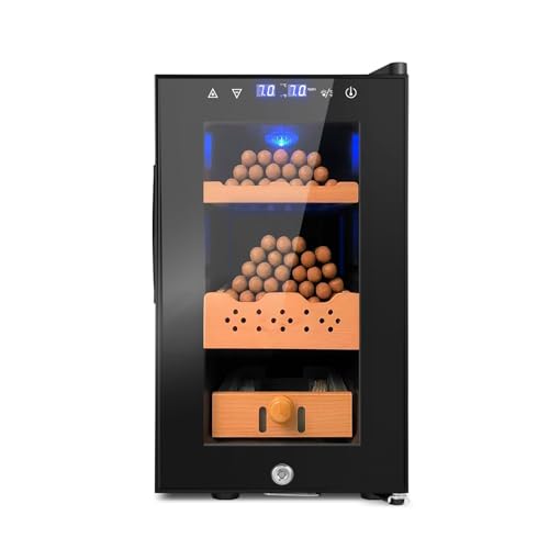 Cigar Electric Humidor, 35L 250 Counts Large Capacity Thermostatic Electric Cigar Cooler Cabinet with Digital LED Screen, Safety Lock