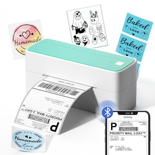 Phomemo Bluetooth Thermal Label Printer, 241BT 4X6 Wireless Shipping Label Printer for Small Business, Pink Label Printer for Shipping Package