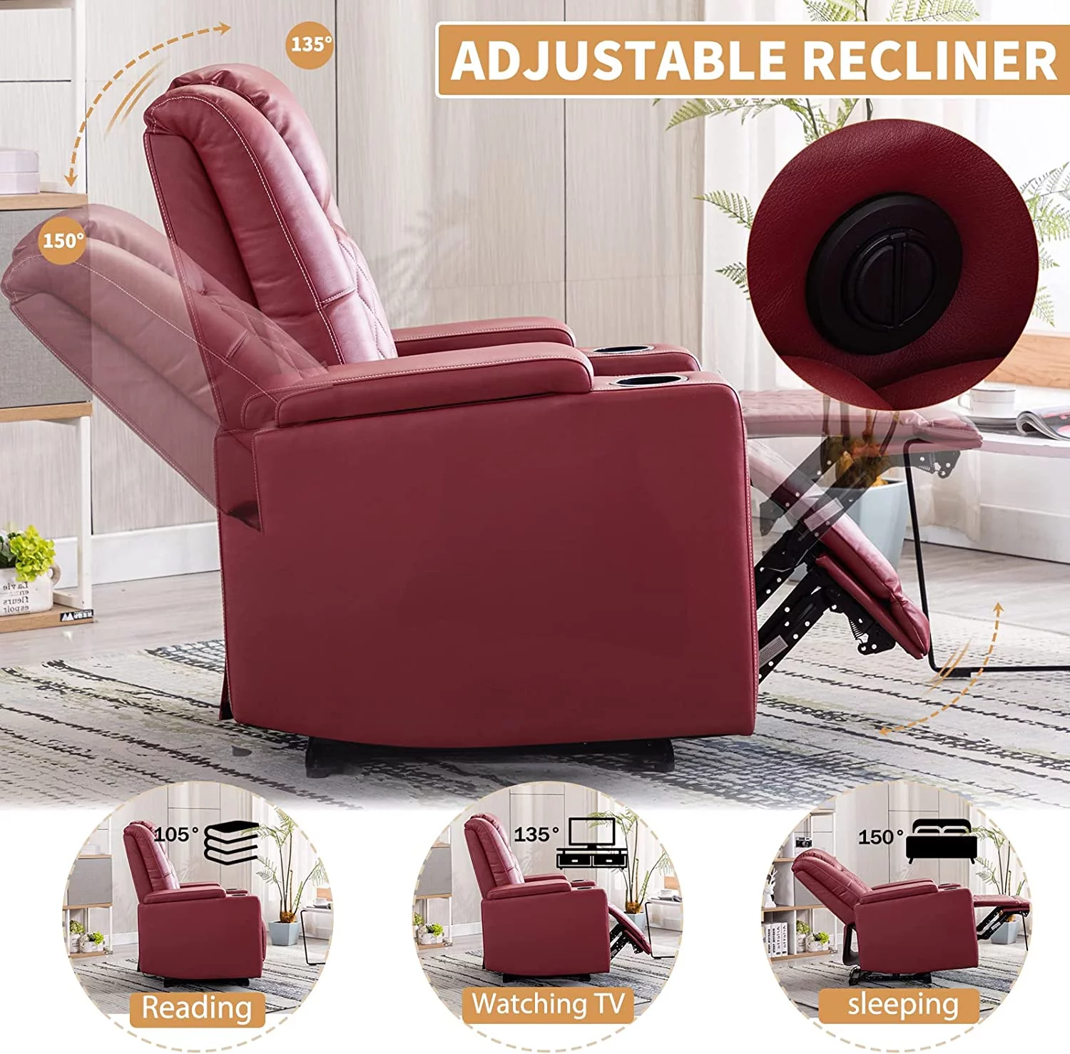 salable Power Recliner Chair Set of 3  PU Leather Electric Home Theater Seating with USB Ports and Cup Holders  Black Overstuffed Reclining Furniture
