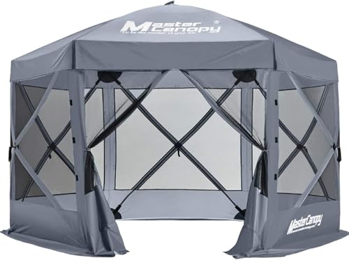 MASTERCANOPY 12x12FT Pop Up Gazebo Screen Tent - Instant Screen House with Netting, Quick Set, Outdoor Canopy Shelter with Carry Bag for Camping