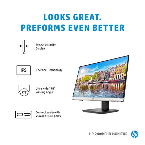 HP 24mh FHD Computer Monitor with 23.8-Inch IPS Display (1080p) - Built-In Speakers and VESA Mounting