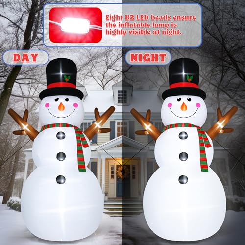 16FT Christmas Inflatable Snowman Outdoor Decorations, Giant Christmas Snowman, Holiday Blow Up Yard Decor with LED Lights