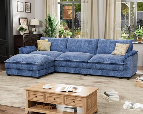 Homall 119" Modular Sectional Sofa, L Shaped Sofa Couch with Reversible Ottoman, DIY Combination Chenille Deep 3-Seat Cloud Couch for Living Room
